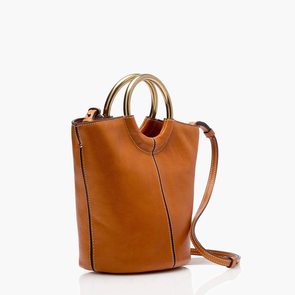 J.Crew Brown Bracelet Bucket Bag In Italian Leather - Picture 2 of 8